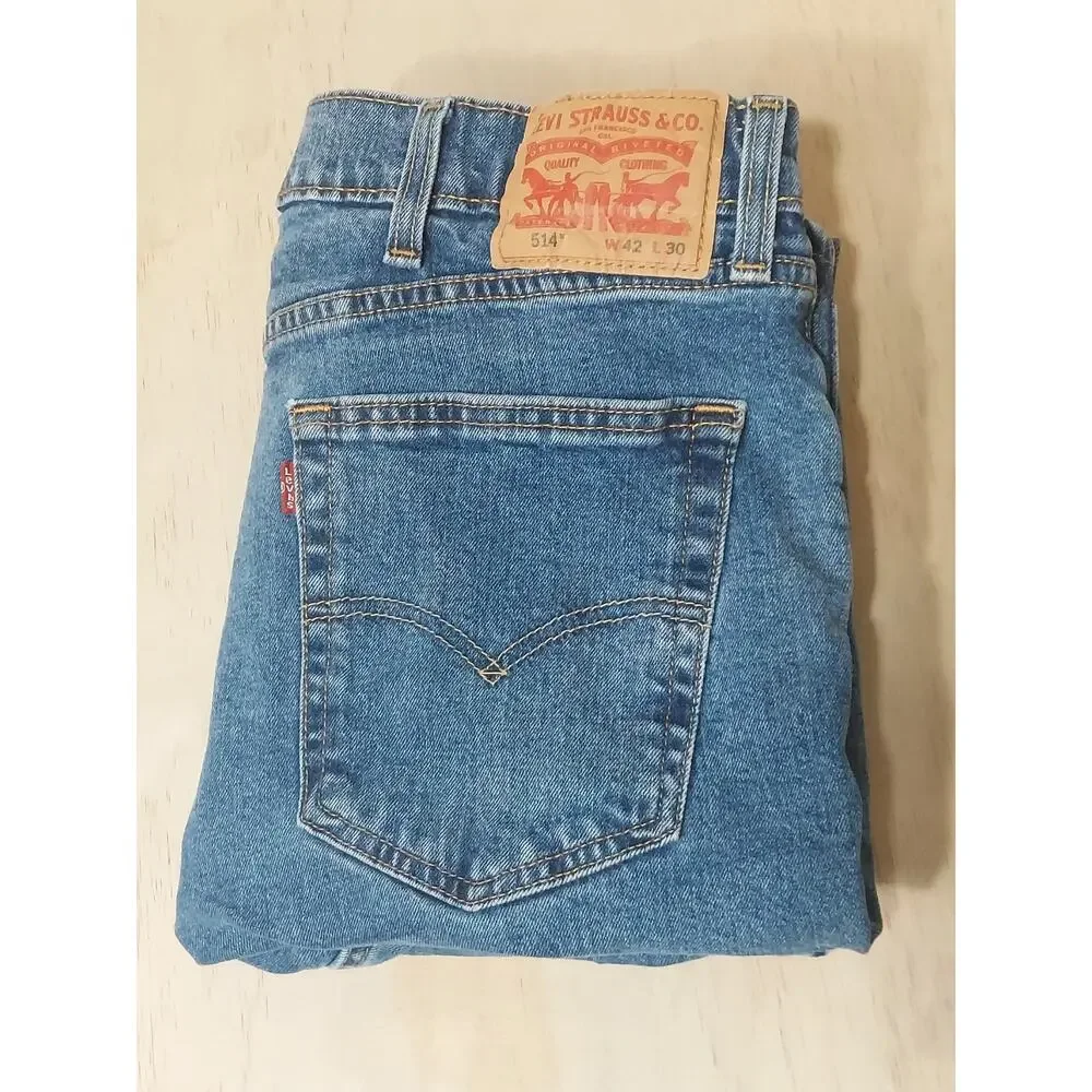 Levi’s 514 Straight Fit Jeans Men 42x30 Blue Denim Classic Wash Pants